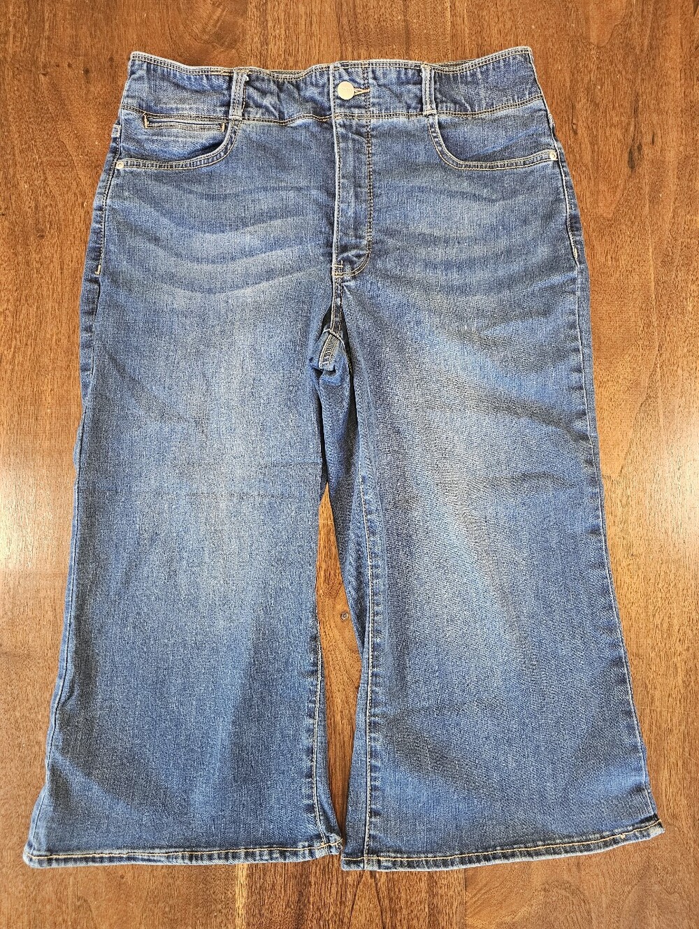 NYDJ Women's Wide Leg Denim Capris Blue Size 12 Petite